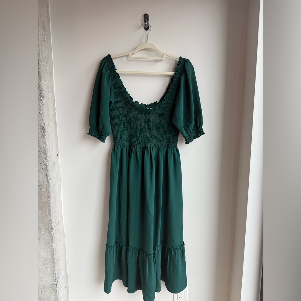 Hill House Louisa Midi Nap Dress in Botanical Green